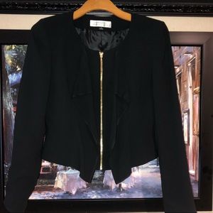 Black blazer, work top gold zipper